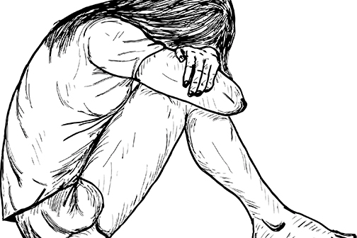 stressed out girl drawing